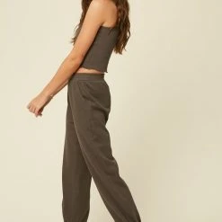 Purple Door Boutique Ladies' Charcoal Crop Top And Jogger Set