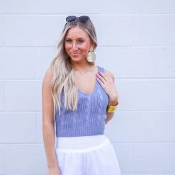 Purple Door Boutique New Arrivals Pale Indigo Cropped Tank Top