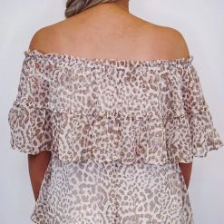 Purple Door Boutique Summer SALE Cheetah Print Off Shoulder Top