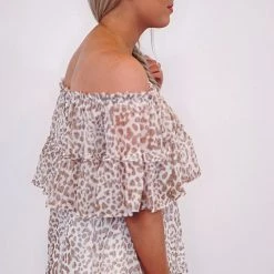 Purple Door Boutique Summer SALE Cheetah Print Off Shoulder Top