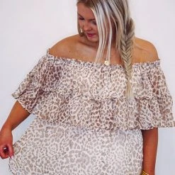 Purple Door Boutique Summer SALE Cheetah Print Off Shoulder Top