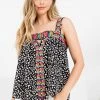 Purple Door Boutique Black Cheetah Print Embroidered Top
