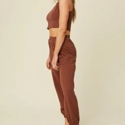Purple Door Boutique Ladies' Chestnut Crop Top And Jogger Set