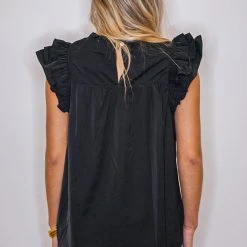 Purple Door Boutique Ruffled Black Top New Arrivals