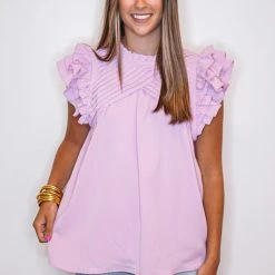 Purple Door Boutique Ruffled Light Pink Top New Arrivals