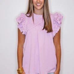 Purple Door Boutique Ruffled Light Pink Top New Arrivals