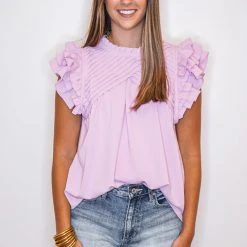 Purple Door Boutique Ruffled Light Pink Top New Arrivals