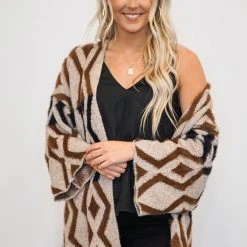 Purple Door Boutique New Arrivals Brown And Black Mohair Cardigan
