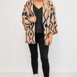 Purple Door Boutique New Arrivals Brown And Black Mohair Cardigan
