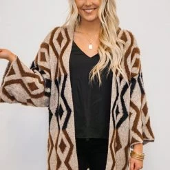 Purple Door Boutique New Arrivals Brown And Black Mohair Cardigan