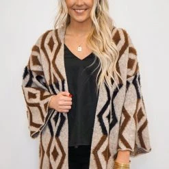 Purple Door Boutique New Arrivals Brown And Black Mohair Cardigan