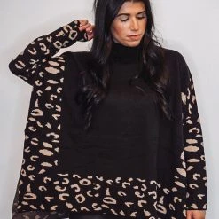 The Purple Door Boutique Leopard Print Love Black Sweater New Arrivals