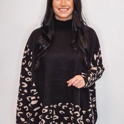 The Purple Door Boutique Leopard Print Love Black Sweater New Arrivals