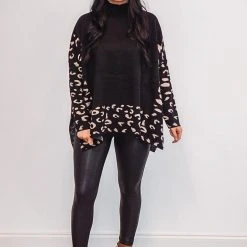 The Purple Door Boutique Leopard Print Love Black Sweater New Arrivals