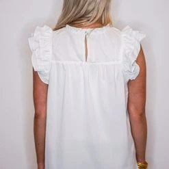 Purple Door Boutique Ruffled White Top