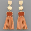 Purple Door Boutique Fringe Tassel Clay Leather Earrings Jewelry