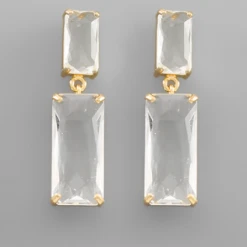 Purple Door Boutique Baguette Clear Dangle Earrings