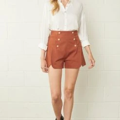 Purple Door Boutique Cognac High Waist Denim Shorts