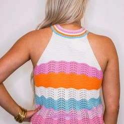 Purple Door Boutique New Arrivals Cream Scalloped Knit Halter Top