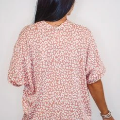 Purple Door Boutique Leopard Print Salmon Boxy Top