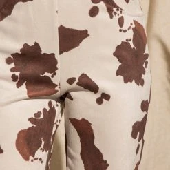 Purple Door Boutique Ladies' Suede Brown Cow Print Pants