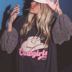 New Arrivals Charlie Southern Charcoal Cowgirls Don't Cry Tee