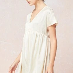 Purple Door Boutique Summer SALE Spotted Ways Cream Satin Babydoll Dress