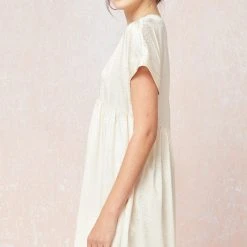 Purple Door Boutique Summer SALE Spotted Ways Cream Satin Babydoll Dress