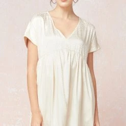 Purple Door Boutique Summer SALE Spotted Ways Cream Satin Babydoll Dress