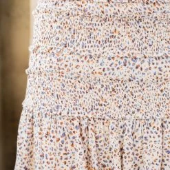 Purple Door Boutique Colorful Cream Smocked Mini Skirt Ladies'