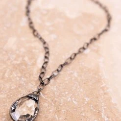 Purple Door Boutique Jewelry Crystal Teardrop Chain Necklace