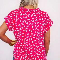 Purple Door Boutique New Arrivals Hey Lady Dalmatian Print Pink Blouse