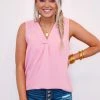 Purple Door Boutique Simple Elegance Baby Pink Top Ladies'