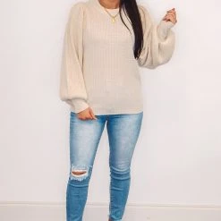 The Purple Door Boutique Mistletoe Kisses Ivory Knit Sweater