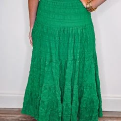 Purple Door Boutique Ruffled Love Green Midi Skirt