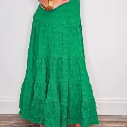 Purple Door Boutique Ruffled Love Green Midi Skirt