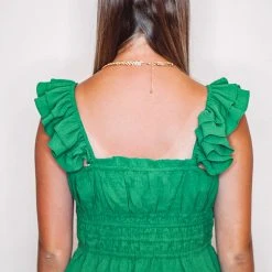 Purple Door Boutique Ruffled Love Green Peplum Top