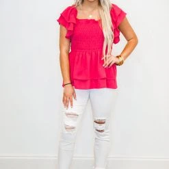 Purple Door Boutique New Arrivals Love Song Fuchsia Peplum Top