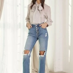 Kan Can Jeans Kan Can Distressed Straight Fit Jeans