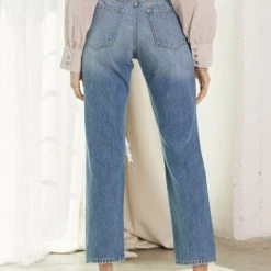 Kan Can Jeans Kan Can Distressed Straight Fit Jeans