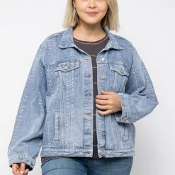 Purple Door Boutique Vintage Embroidered Blue Denim Jacket Ladies'