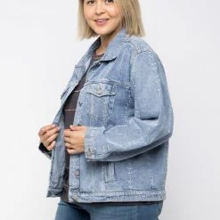Purple Door Boutique Vintage Embroidered Blue Denim Jacket Ladies'