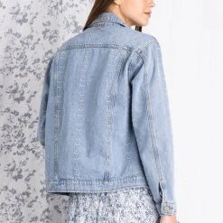 Purple Door Boutique Vintage Embroidered Blue Denim Jacket Ladies'