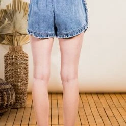 The Purple Door Boutique Indigo Denim Elastic Waist Shorts