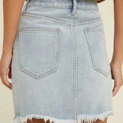 Purple Door Boutique Light Blue Denim Mini Skirt New Arrivals