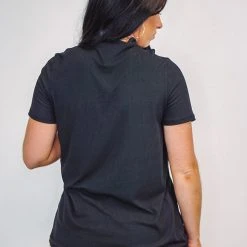 Purple Door Boutique The Ribbed Cut Out Black Top