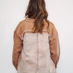 Purple Door Boutique New Arrivals Washed Caramel Lightweight Denim Jacket