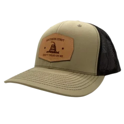 Hats Southern Strut Don't Tread On Me Leather Patch Trucker Hat Khaki