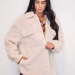 Purple Door Boutique Winter Heart Cream Sherpa Jacket