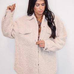 Purple Door Boutique Winter Heart Cream Sherpa Jacket